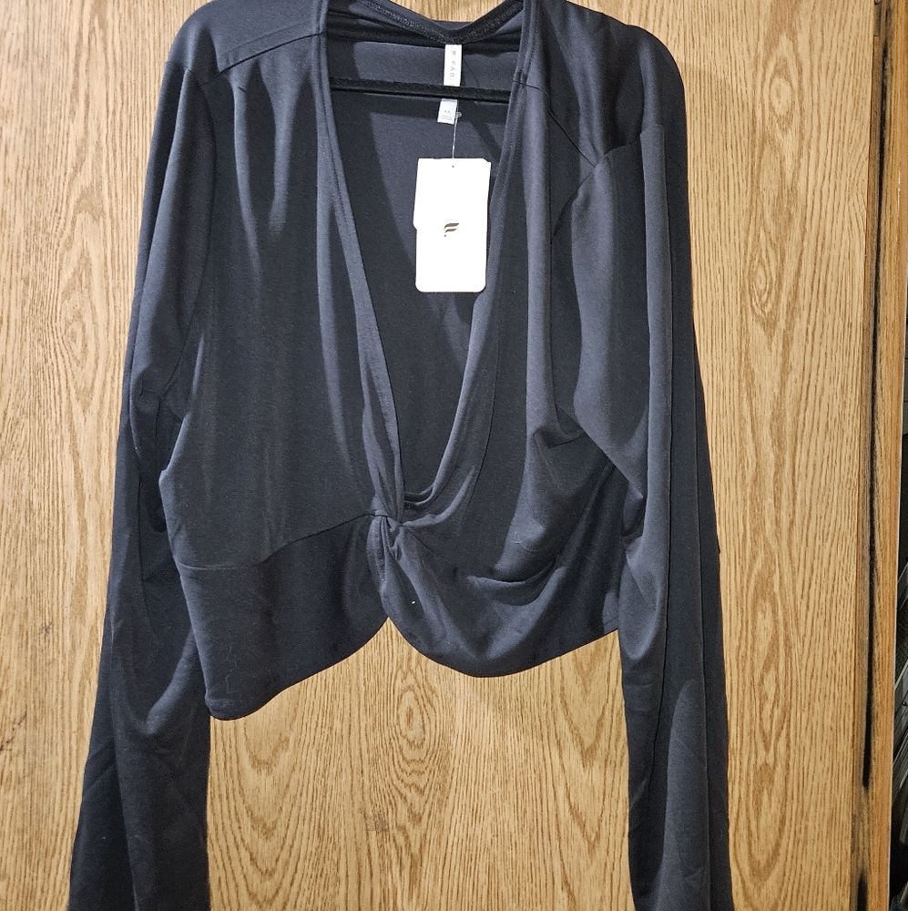 Fabletics Black Long Sleeve Asymmetrical Blouse